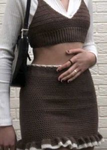 Chic Crochet Crop Top & Skirt Set