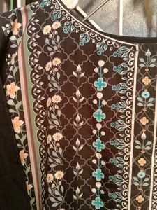 Printed Black Kurta