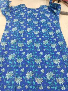 Blue Floral Print Kurta