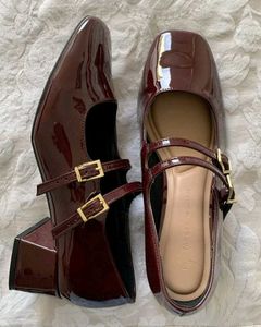 Chic cherry red Mary Jane Block heels 🍒