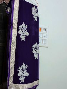 Elegant Purple Embroidered Saree