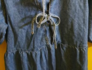 Denim Tie-Up Mini Dress