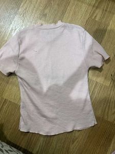 Light Pink Ribbed Mock Neck Top