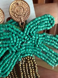 Beaded Palm Tree Dangle Earrings