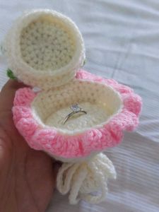 🌸 Handmade Crochet Flower Bouquet Ring Box