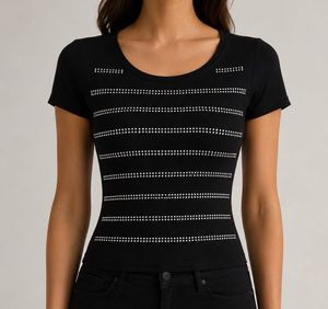 Sparkly Black Striped Top