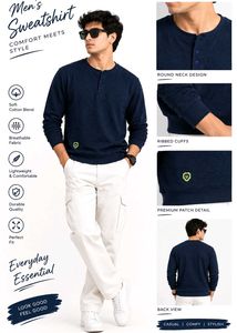 Navy Blue Long Sleeve T-Shirt (M) size