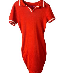 Retro Red Polo Mini Dress  ( Bust 34