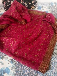 Purple fully embroided saree