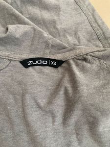 Gray Graphic Print Hoodie Top