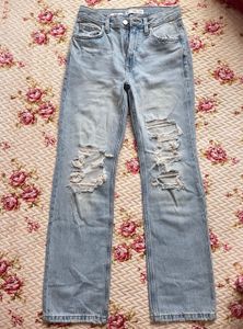 Medium Blue Straight Low-waist Jeans