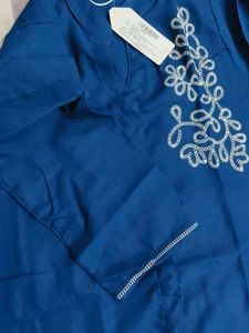 Elegant Navy Blue Embroidered Kurta Set