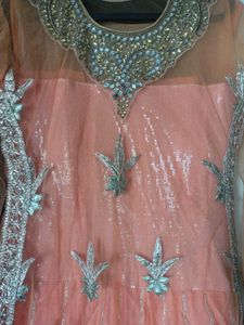 Beautiful Peach Embellishments Gown