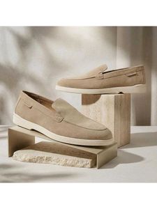 Men's Biege Leather Suede Loafers