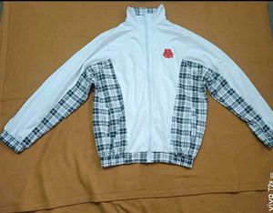 XL. size Stylish White Plaid Jacket