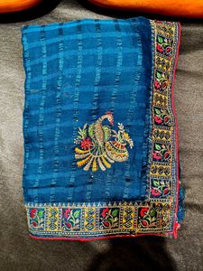 Elegant Blue Peacock Saree