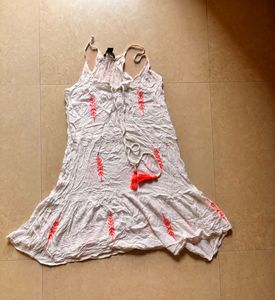 Boho White Embroidered Tassel Dress