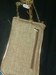 Elegant Golden Beaded Clutch