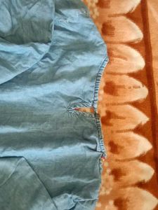 Embroidered Denim Kurta