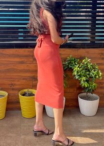 Chic Orange Ribbed Knit Co-ord Set