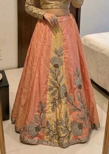 Elegant Orange Embroidered Skirt