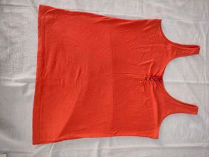 women cotton Orange Rib Tank Top
