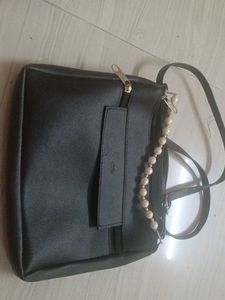 Cute Pink Bow Backpack and black purse