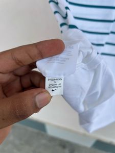 authentic Nike White Striped Polo T-Shirt