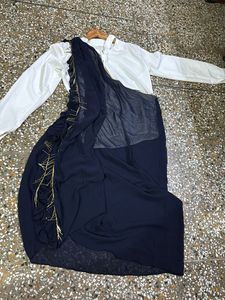 Elegant Navy Blue Capr with Golden Embellishments