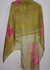 navratri heavy Dupatta net sequence green red