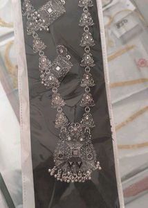 Oxidized Silver Necklace with Earrings