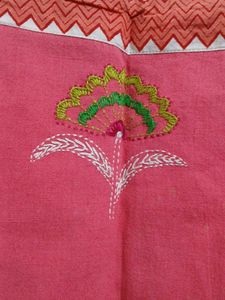 Pink Kurta with Embellished Neckline