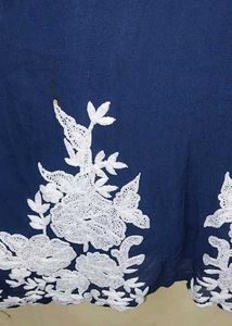 Elegant Navy Blue Kurta with White Embroidery
