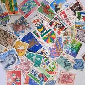 Collection of 50 Vintage Swiss Stamps