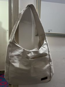 Cream Canvas Hobo Bag