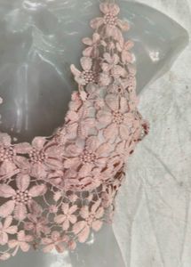 Pink Lace Floral Crop Top