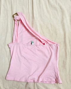 Pink One Shoulder Crop Top