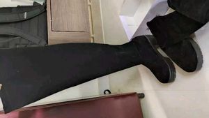 Black Suede Over-the-Knee Boots
