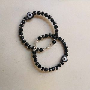 Pure Silver &amp; Black Crystals Evil Eye Baby Nazariy