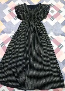 Black &amp; Golden Striped Maxi Dress