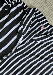 Classic Black &amp; White Striped Kurta