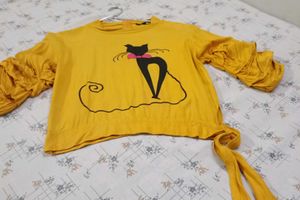 💛 :### *Title:**Mustard Sunshine Cat Graphic Crop