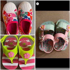 Three pair of kids footwear