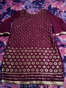 Embellished Purple Kurta with Plazzo