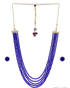 Royal Blue Beaded Necklace &amp; Earring Set