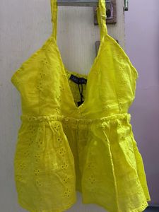 Vibrant Yellow Broderie Anglaise Top