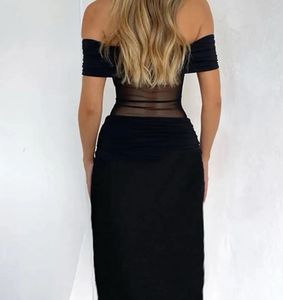Gothic Sheer Off-Shoulder Maxi Dress