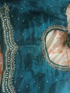 Stunning Teal handwork Embellished Saree