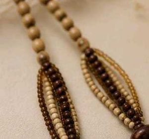 Handmade Boho Wooden Beaded Statement Necklace