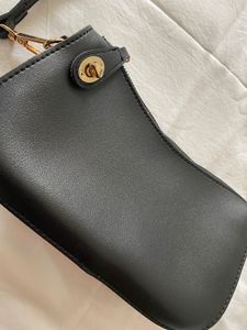 Chic Black Faux Leather Shoulder Bag